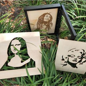 Shadowbox picture frame with ONE engrave or cutout sheet of wood